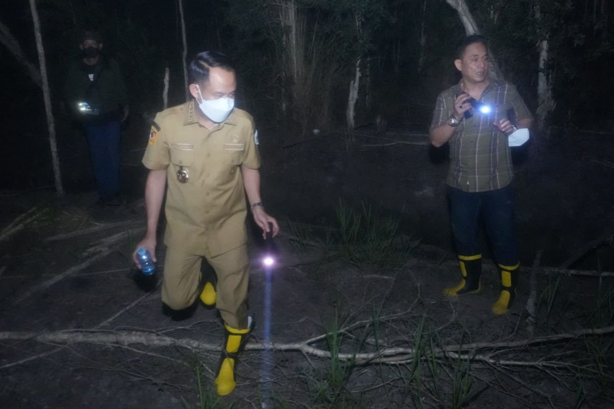 fairid naparin wali kota palangka raya meninjau lokasi karhutla di jalan soekarno |